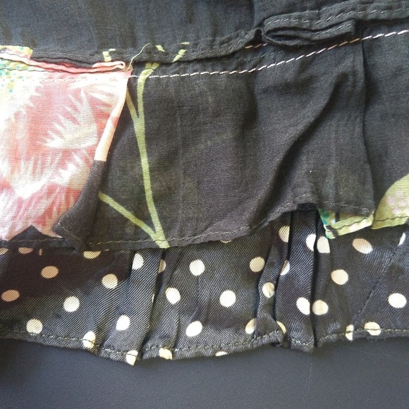 Cynthia Steffe Silk Olive Green Floral Skirt CeCe - Picture 3 of 4